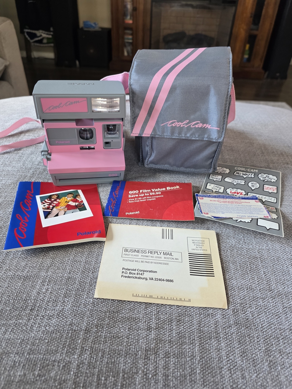 Polaroid Cool Cam 600 Complete Time Capsule Kit TESTED/WORKING! - Pink & Gray